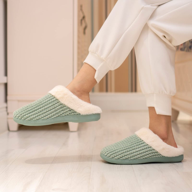 WateLves Women's Slippers Comfort Memory Foam House Slippers Plush Lining Bedroom Shoes for Indoor & Outdoor (Green, 40/41) - Image 3
